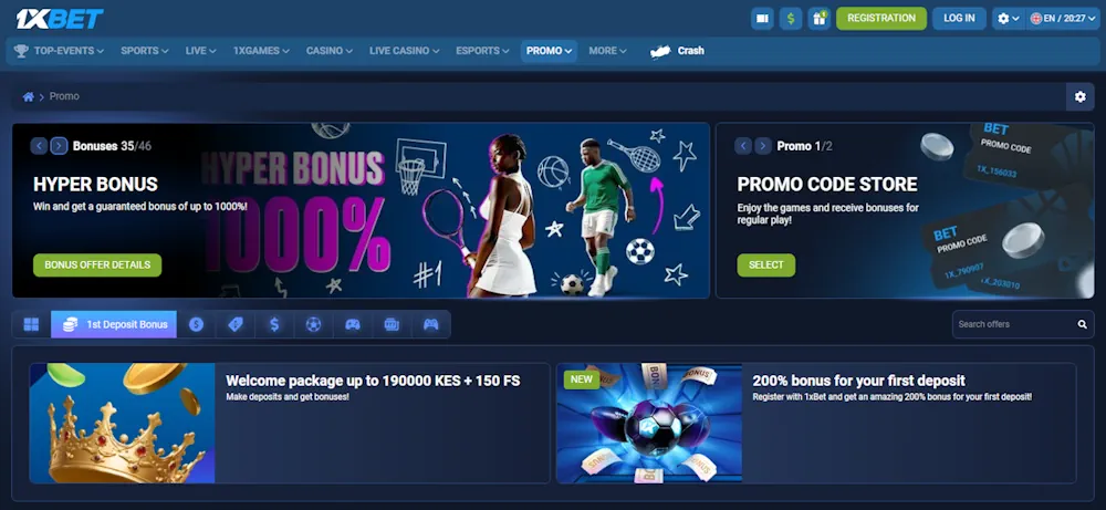 1xBet welcome bonuses Screenshot